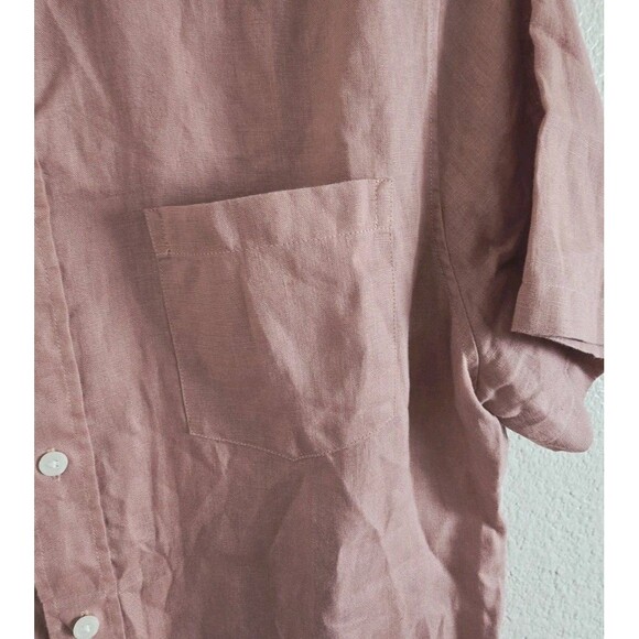 Vince Men 100% Linen Short Sleeve Button Shirt Top M Classic Fit - Picture 3 of 8